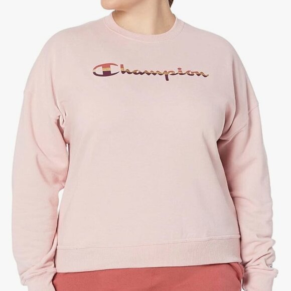 NWT women's Champion Powerblend Crew Sweatshirt pink, SMALL - Picture 2 of 7